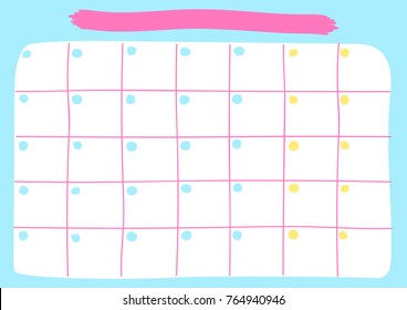 monthly calendar template printable pastel calendar stock vector royalty free 764940946