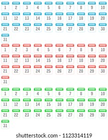 Monthly calendar vector set
