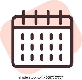 Monthly calender illustration, vector, on a white background.