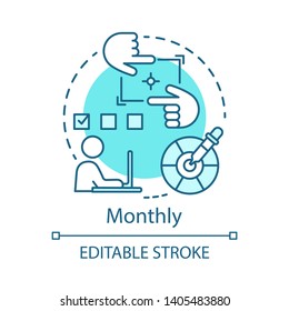 Monthly concept icon. Photo editor subscription tariff idea thin line illustration. Computer graphics program. Exposure setting. Vector isolated outline drawing. Color correction. Editable stroke