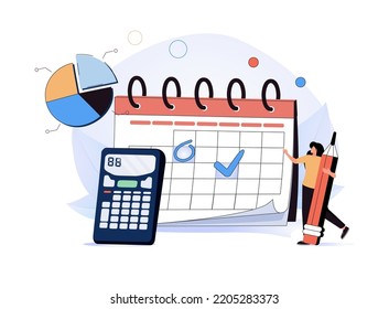 Monthly cost or budget, expense to pay bill, mortgage or debt, plan for savings or investment, money management or credit card payment, smart woman plan her monthly budget with calendar and piggybank.