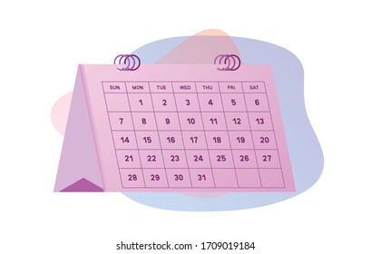 Monthly desk calendar 3D with 31 days.