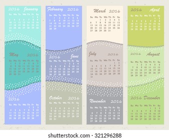 Monthly desk calendar for year 2016 . Week Starts Monday. Simple Template. vector illustration