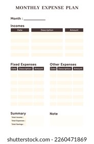 Monthly expense tracker modern design