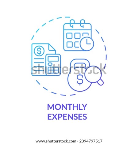 Monthly expenses blue gradient concept icon. Mortgage payment. Bill analysis. Personal economy. Financial planning. Household budget abstract idea thin line illustration. Isolated outline drawing