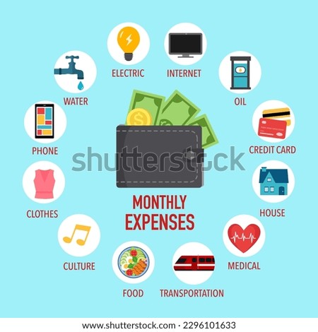 Monthly expenses infographic concept vector illustration.