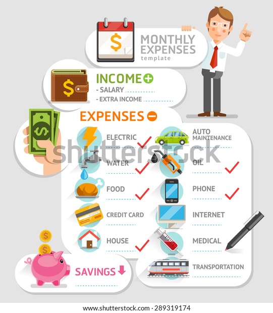 Monthly Expenses Template Vector Illustration Can Stock Vector (Royalty ...