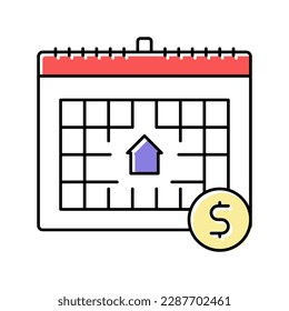 monthly fee color icon vector. monthly fee sign. isolated symbol illustration