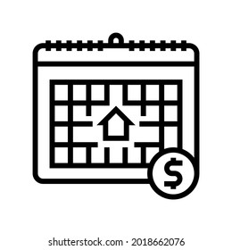 Monthly Fee Line Icon Vector. Monthly Fee Sign. Isolated Contour Symbol Black Illustration