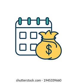 Monthly Financial Report RGB Color Icon. Profit And Loss Statement. Business Revenues, Costs And Expenses Summarizing. Actual Income Progress Tracking. Financial Review. Isolated Vector Illustration