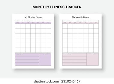 Monthly fitness tracker, Monthly Habit Tracker, Routine Tracker, 30 Day Habit Challenge planner