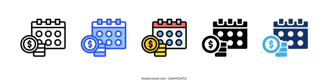 Colección mensual del icono del fondo con varios estilos