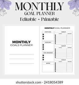 Monthly Goal Planner Kdp Interior