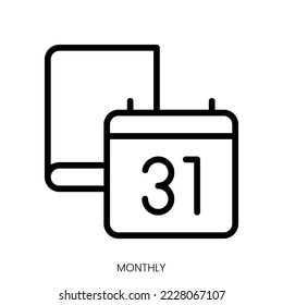 monthly icon. Line Art Style Design Isolated On White Background