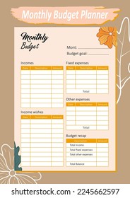 Monthly Income And Expense Budget Planner Template