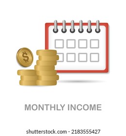 Monthly Income icon. 3d illustration from economic collection. Creative Monthly Income 3d icon for web design, templates, infographics and more