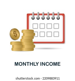 Monthly Income icon. 3d illustration from economic collection. Creative Monthly Income 3d icon for web design, templates, infographics and more