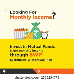 Monthly Income, Passive Income, Mutual Funds Concept. SIP, SWP. Finance, Savings, Money Concept.