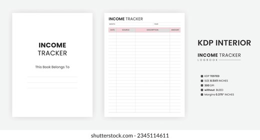 Monthly income tracker template printable