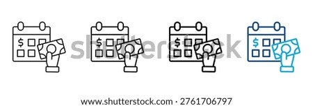 Monthly Installment Icon Different Style Outline Collection Set Vector Illustration