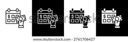 Monthly Installment Icon Of Line Black And White Style Vector Illustrationn