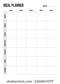 Monthly Meal Planner Printable, Menu Planner