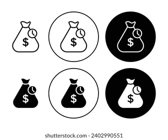 Monthly money deposit vector icon set. Monthly money deposit vector symbol suitable for apps and websites UI designs.