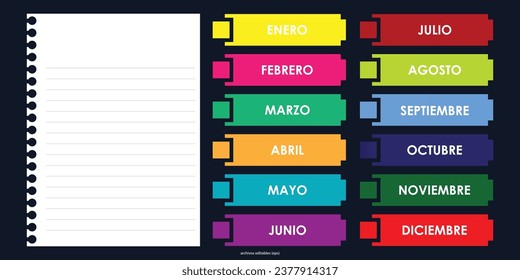 Monthly note vector template design