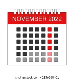 Diseño de vectores Calender Mensual Noviembre 2022