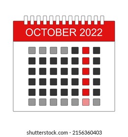 Monthly October 2022 Calender Vector Design
