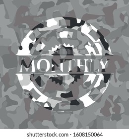 Monthly on grey camo texture