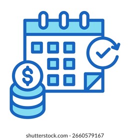 Monthly Payment Icon Blue Vector Illustration