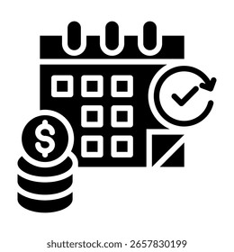 Ilustración vectorial de glifo de icono de pago mensual
