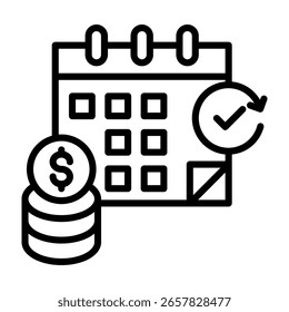 Ilustración vectorial de línea de icono de pago mensual