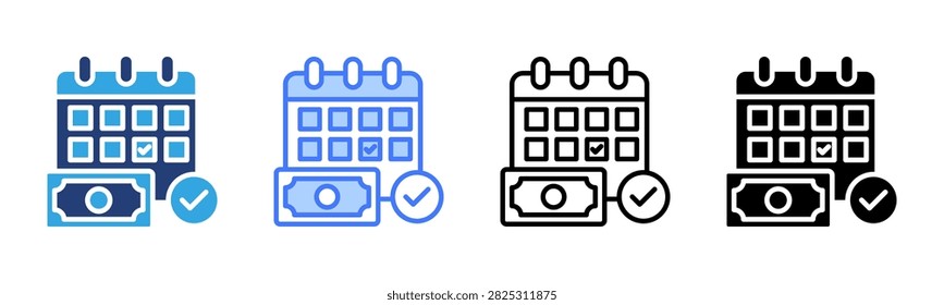 Monthly Payment icon set multiple style collection