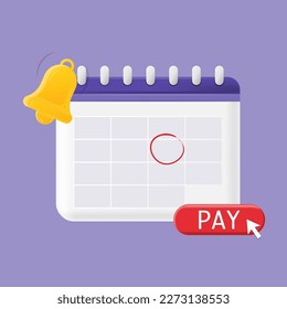 Monthly payment vector illustration. Calendar with a monthly payment date.