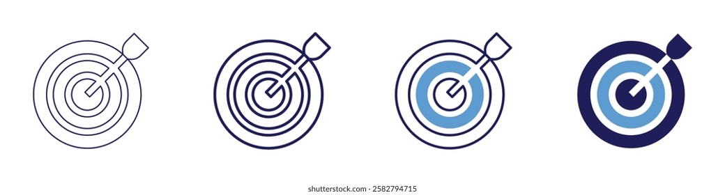 Monthly performance goal icon in 4 different styles. Thin Line, Line, Bold Line, Duotone. Duotone style. Editable stroke.