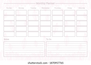 Monthly Personal Planner Diary Template Monthly Stock Vector (Royalty ...