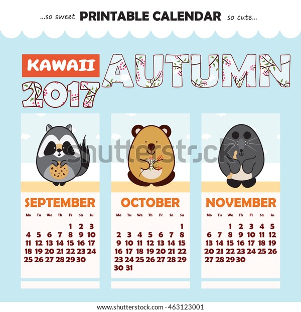 Monthly Pinup Calendar 17 Year Kawaii Stock Vector Royalty Free