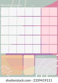  monthly planer Calendar for Notes, Cute daily planer, to do, notes, reminds 