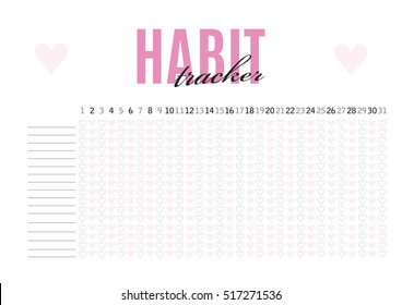 Monthly planer habit tracker blank template