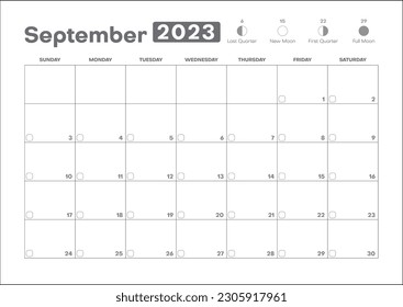 Monthly Planner 2023 Printable - Stay organized in style with our 2023 Monthly Planner! Featuring spacious sections for reminders, space for custom symbols, and beautifully illustrated moon phases.