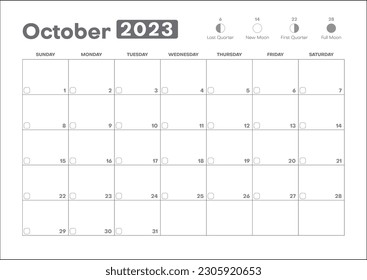 Monthly Planner 2023 Printable - Stay organized in style with our 2023 Monthly Planner! Featuring spacious sections for reminders, space for custom symbols, and beautifully illustrated moon phases.