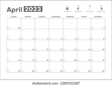 Monthly Planner 2023 Printable - Stay organized in style with our 2023 Monthly Planner! Featuring spacious sections for reminders, space for custom symbols, and beautifully illustrated moon phases.