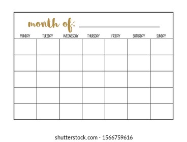 Monthly  planner, A4 format printable page. 
