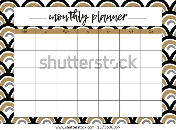 Monthly Planner A4 Size Format Printable Stock Vector (Royalty Free ...