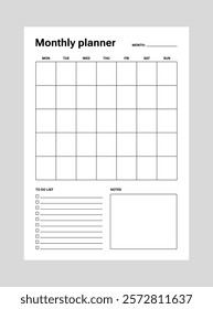 Monthly planner A4 template simple page