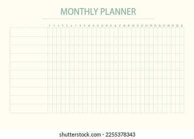 Monthly planner for adults. This simple planner will help you to track your progress and remind you of your work.