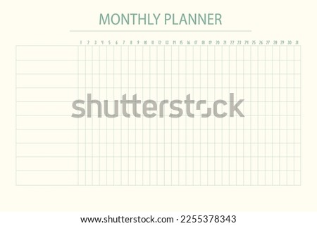 Monthly planner for adults. This simple planner will help you to track your progress and remind you of your work.