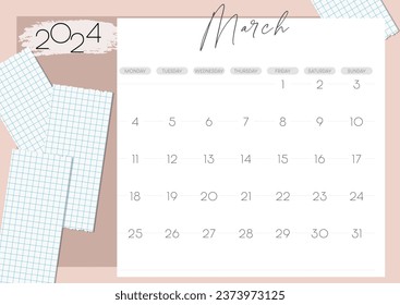 Monthly planner calendar for 2024